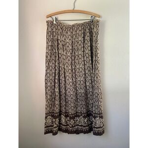 Vintage Liz Baker Maxi L Brown Beige Floral Boho IndieSleeze  Cottagecore